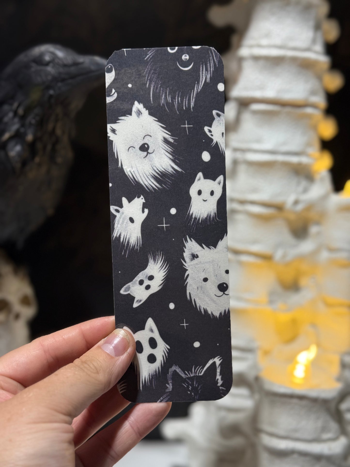 Black and white dog bookmark