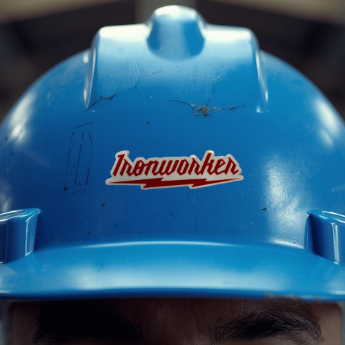Red ironworker sticker