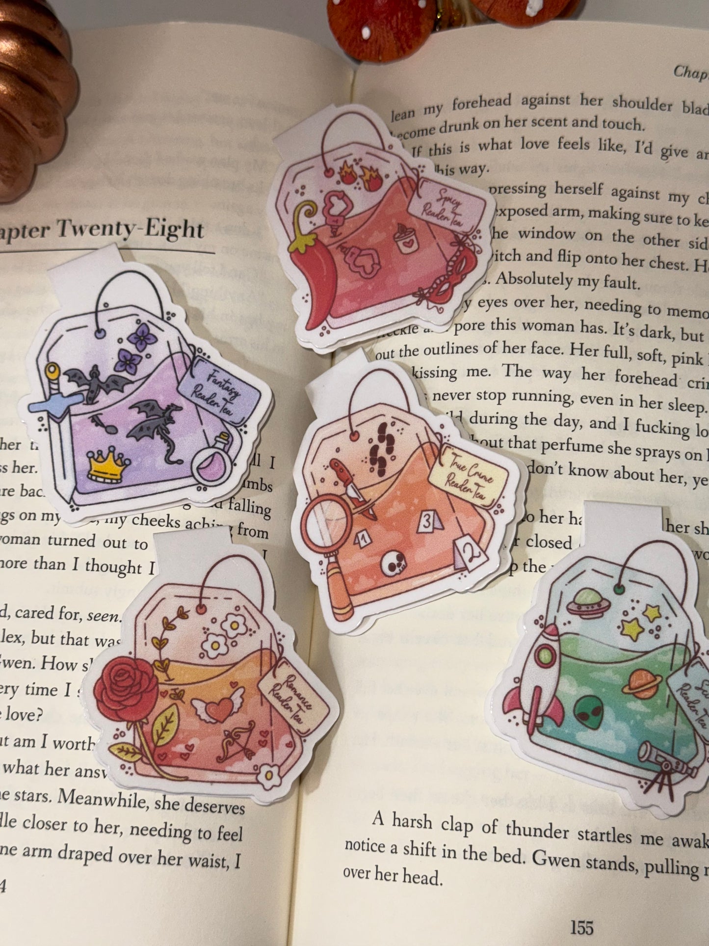 Crime tea magnetic bookmark