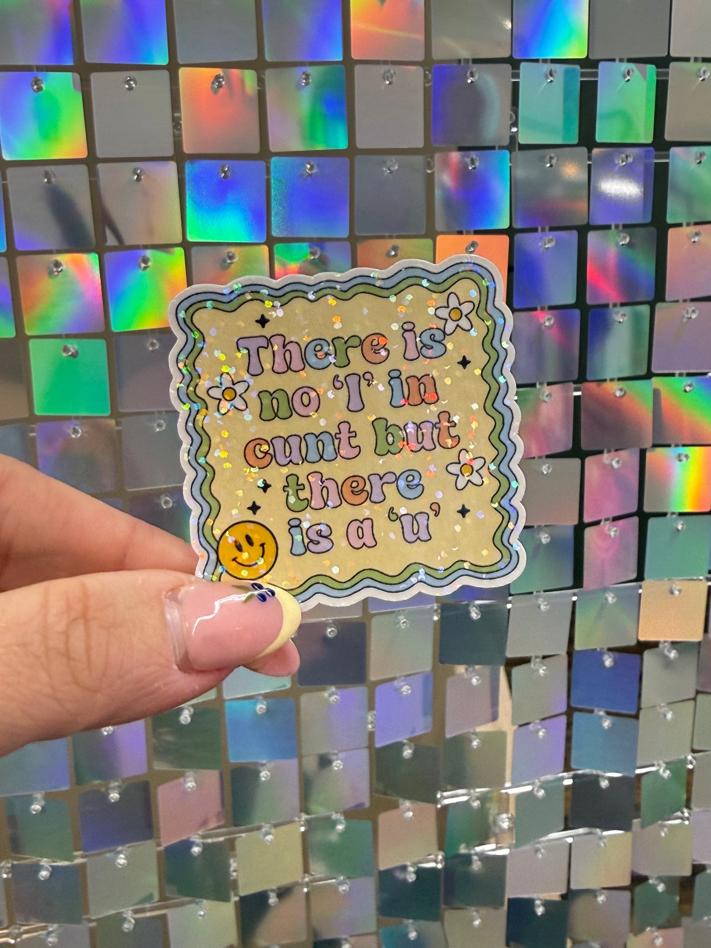 There is a U sticker