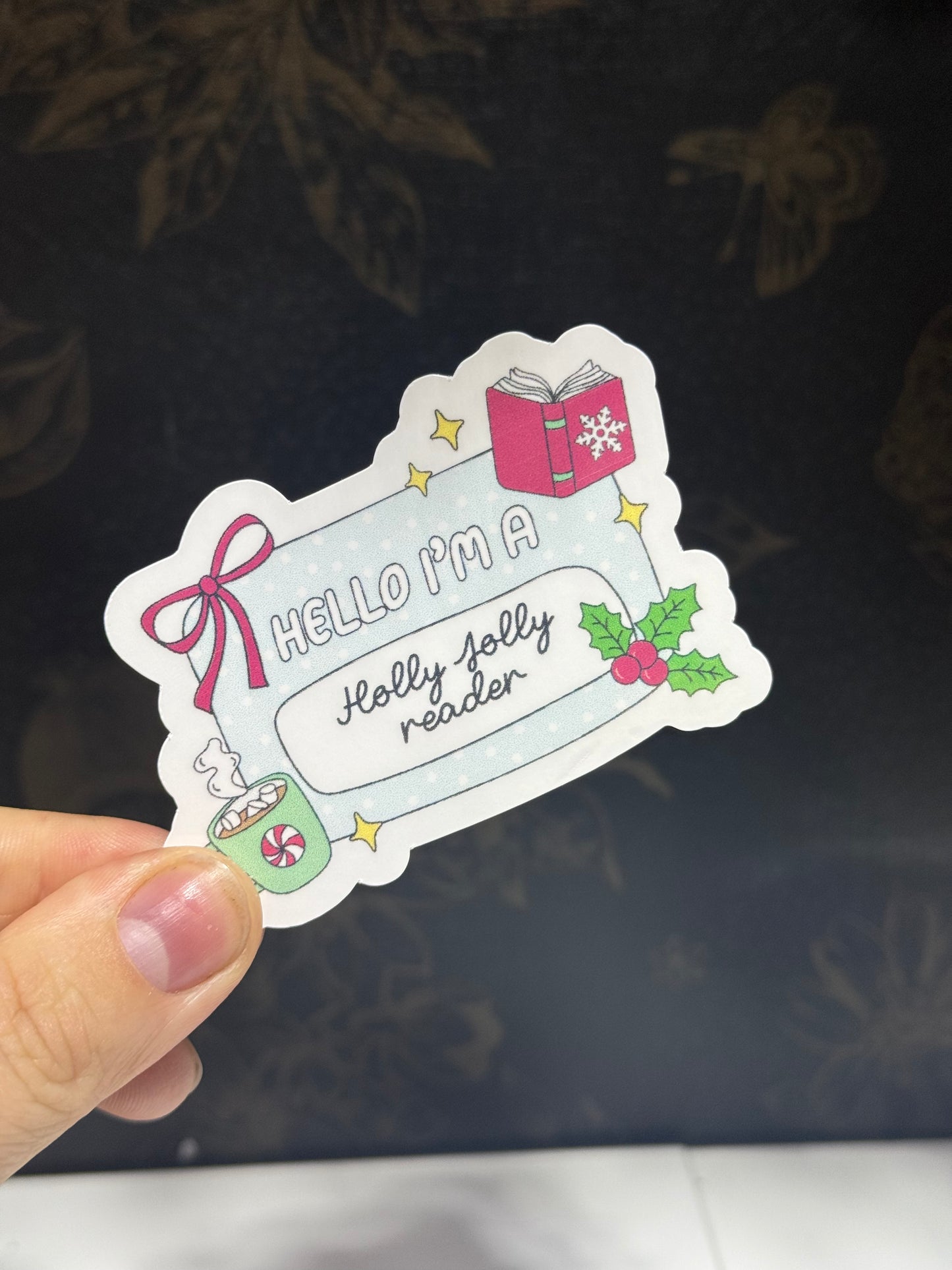 Holly jolly reader sticker