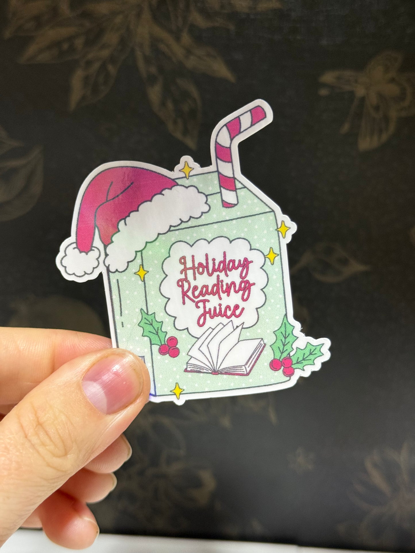 Holiday reading juice sticker