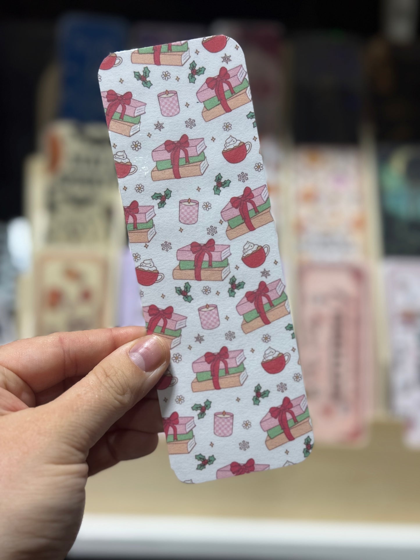 Holiday bookstack bookmark