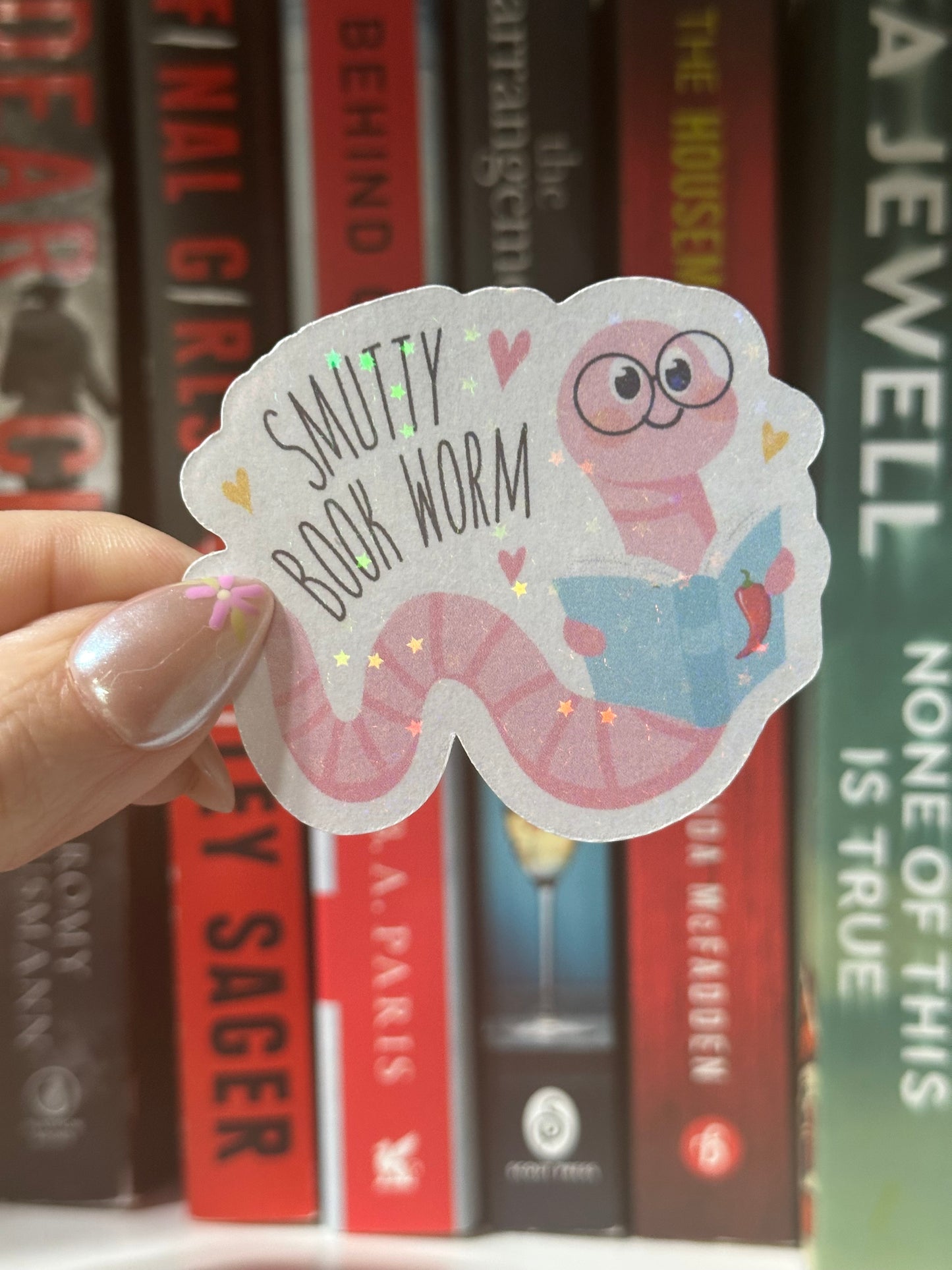 Smutty book worm sticker
