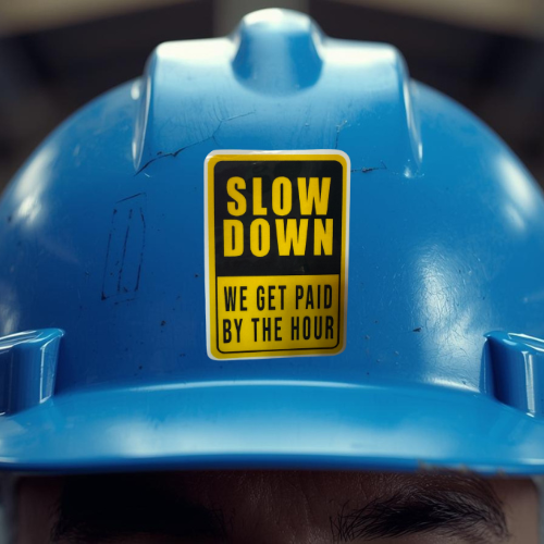 Paid by the hour sticker