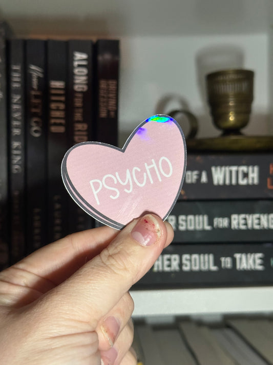 Psycho candy heart sticker