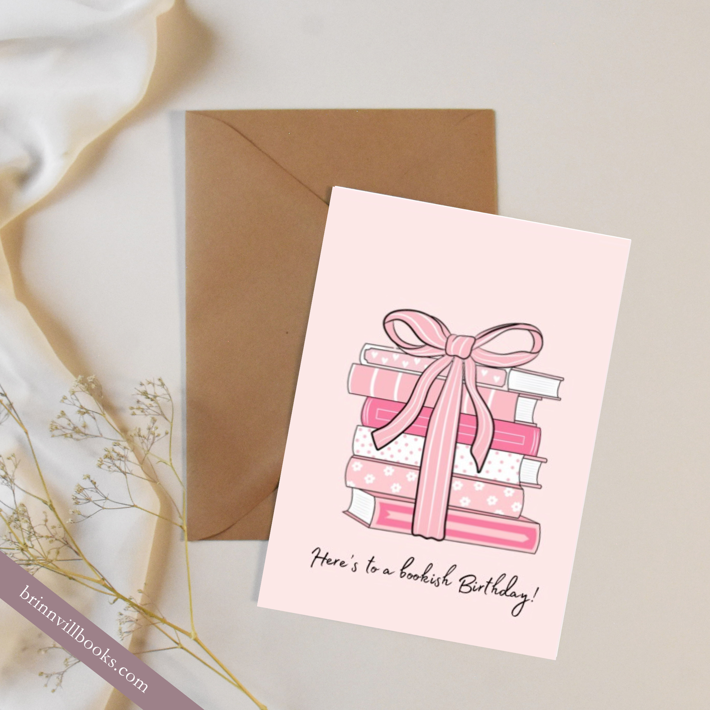 Book stack birthday card
