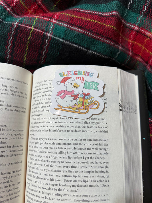 Sleighing TBR magnetic bookmark
