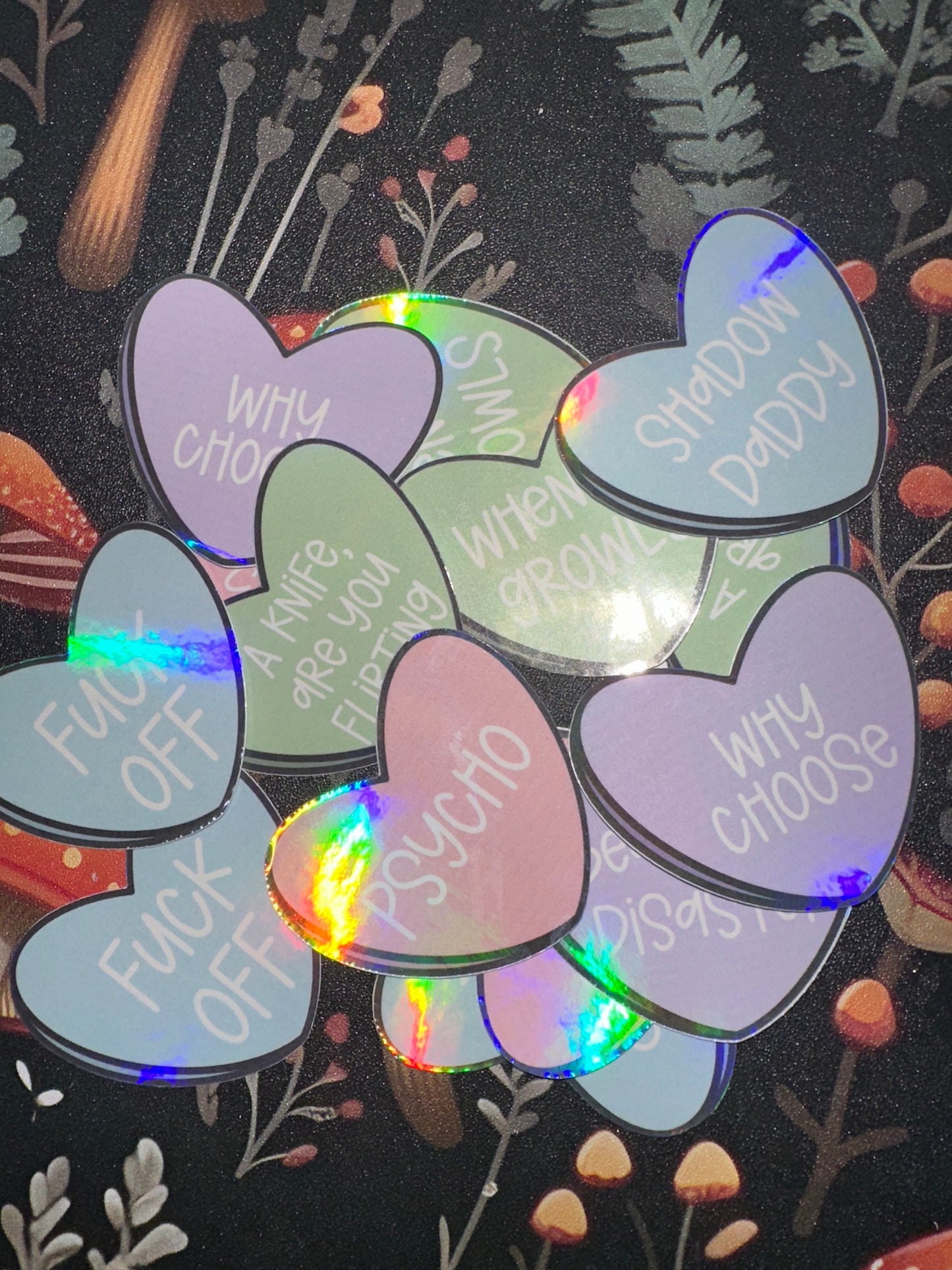 Psycho candy heart sticker