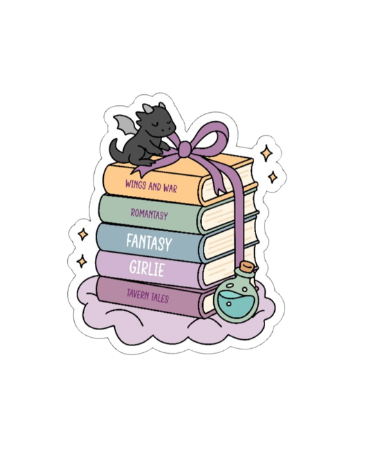Baby Dragon Book Stack Sticker