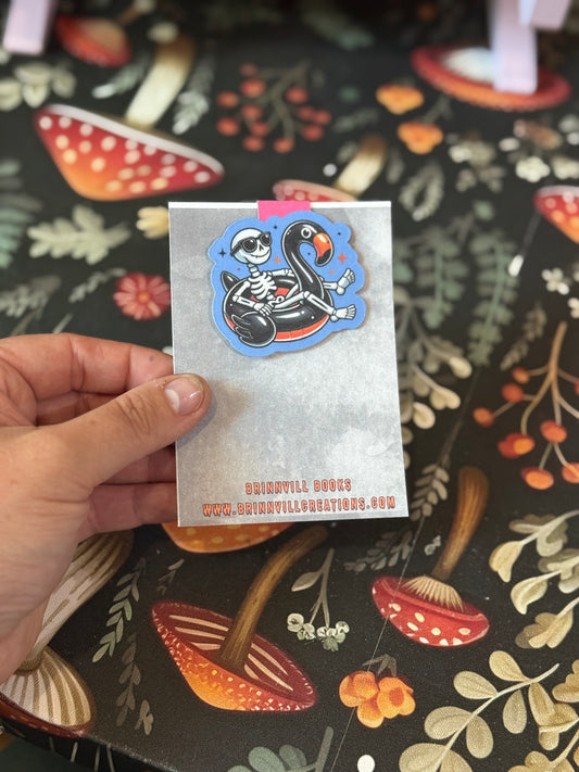 Skelly floating’ magnetic bookmark
