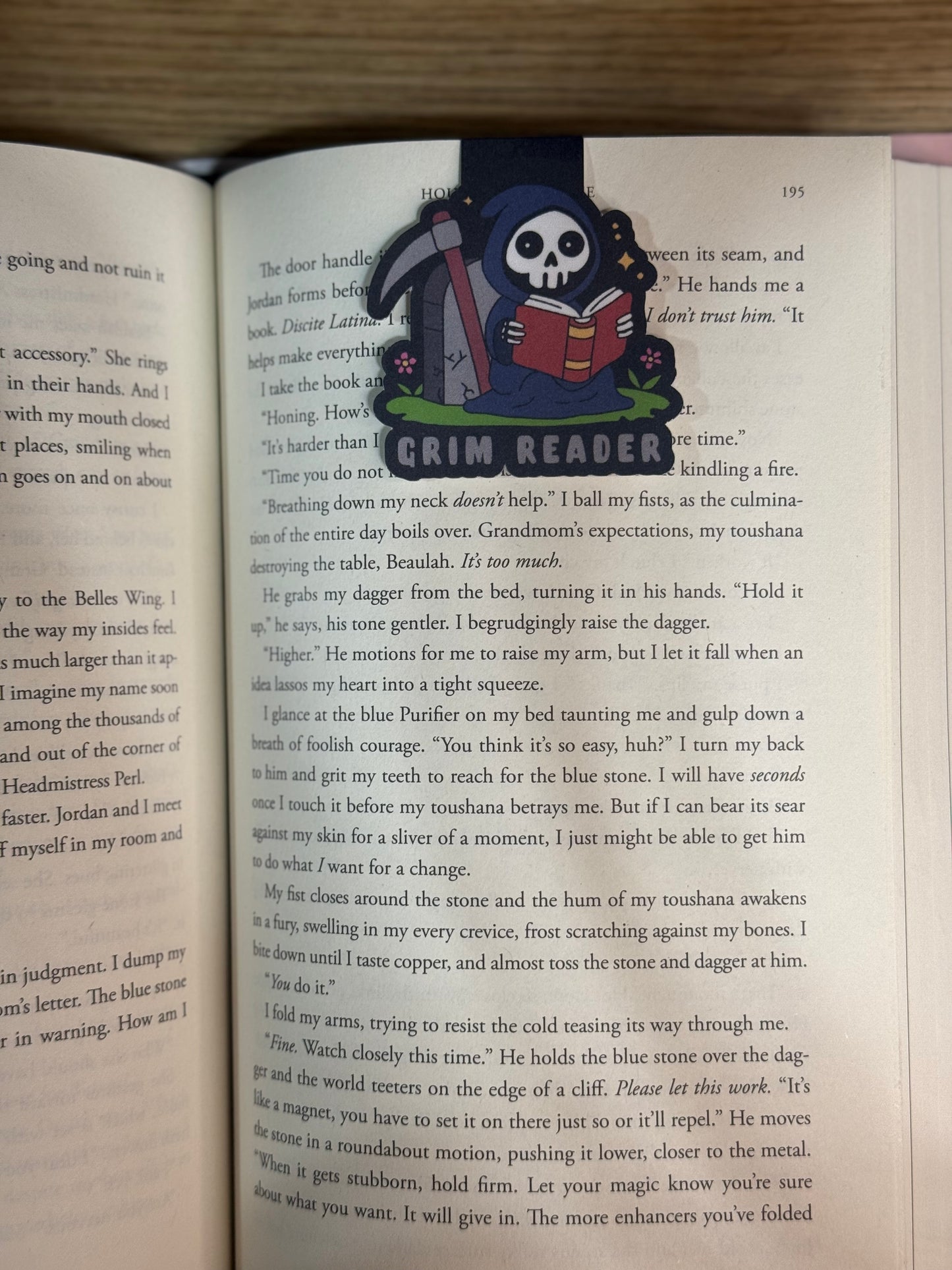 Grim reader magnetic bookmark
