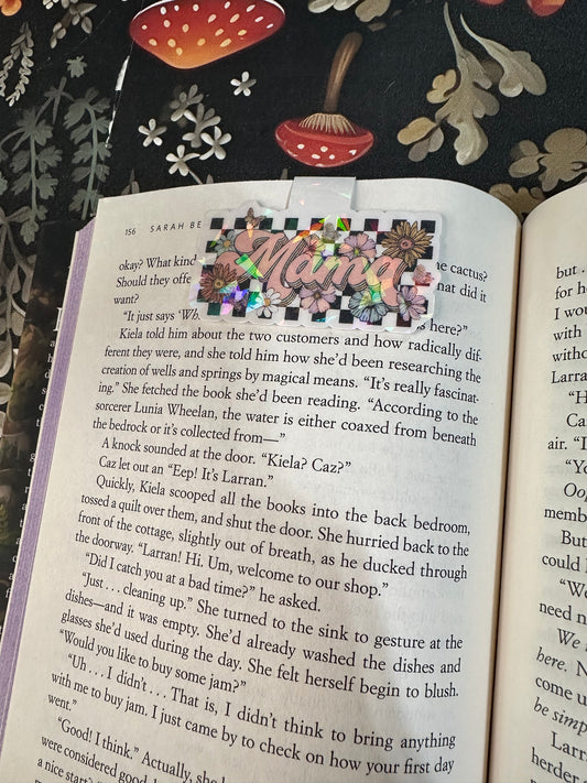 Checkered mama magnetic bookmark