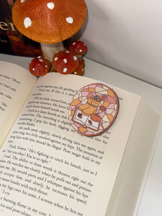 Cozy stained glass magnetic bookmark