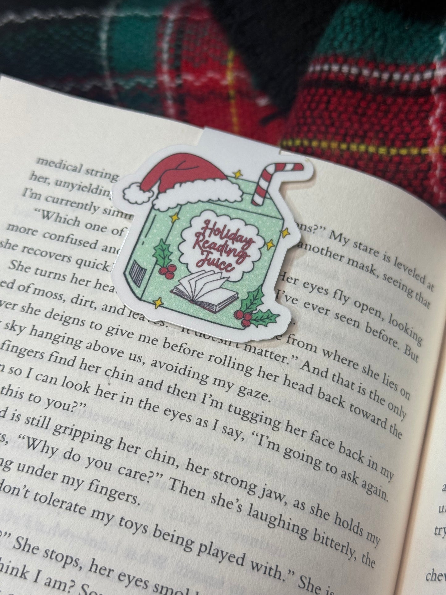 Holiday juice magnetic bookmark