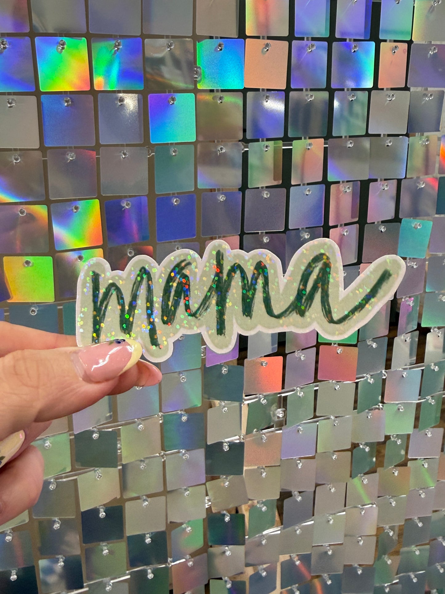 Handwritten mama sticker