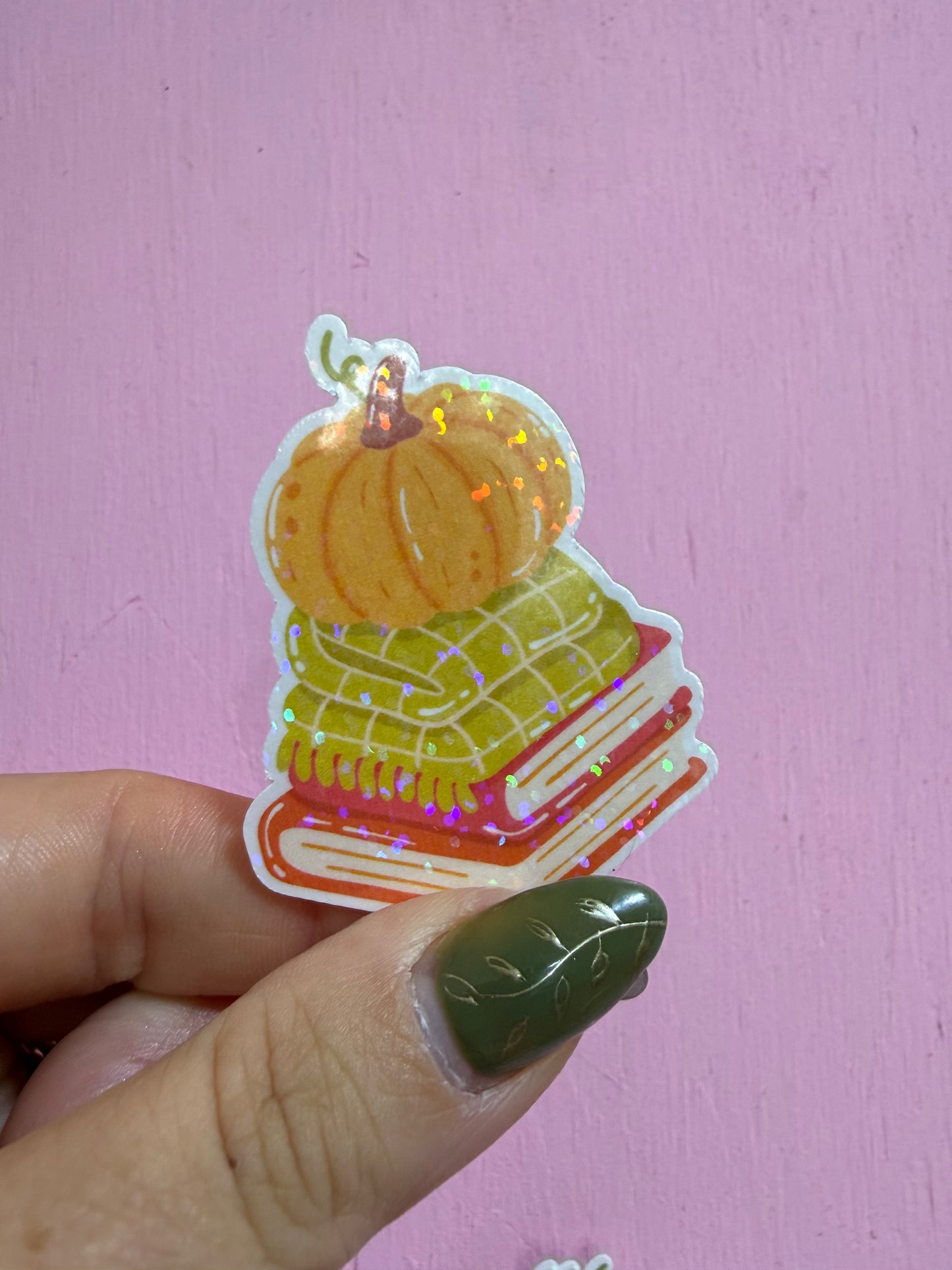Pumpkin Book Stack Sticker