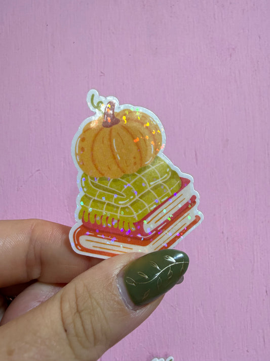 Pumpkin Book Stack Sticker
