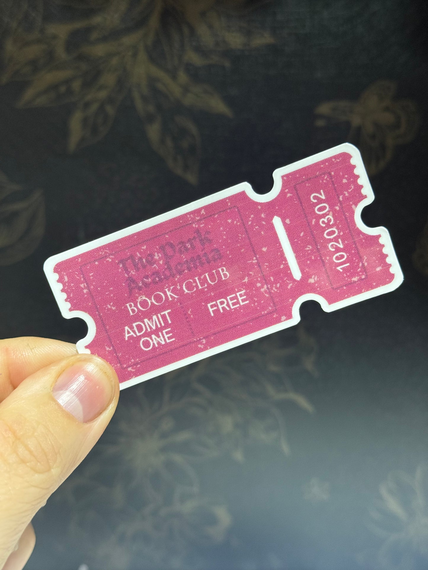 Dark academia ticket sticker