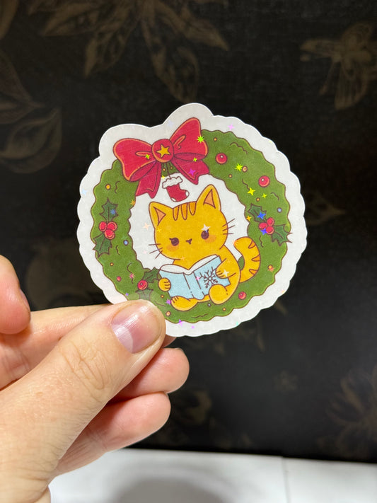 Meowy Christmas sticker