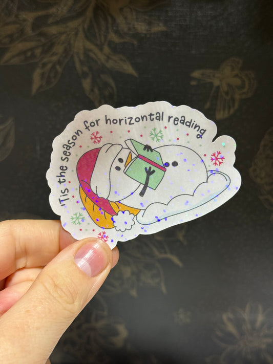 Snowman reading sticker