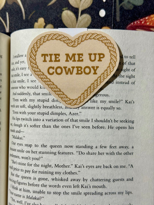 Tie me up cowboy magnetic bookmark
