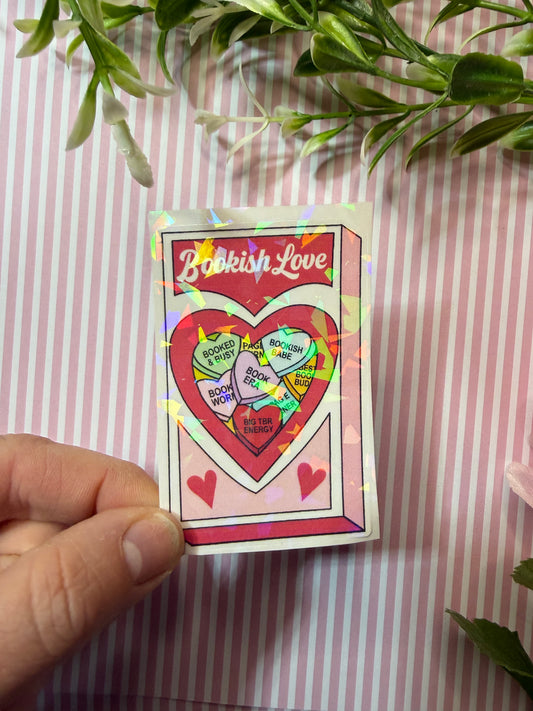 Bookish candy hearts sticker
