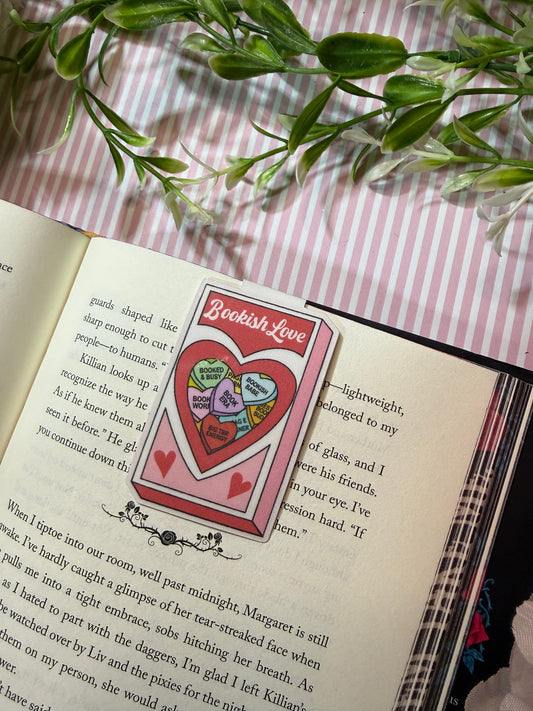 Bookish candy hearts magnetic bookmark