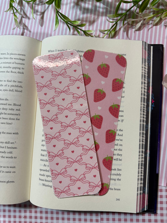 Strawberry bow bookmark