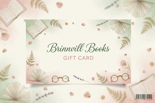 create a cute aesthetically pleasing gift card image that includes brinnvill books