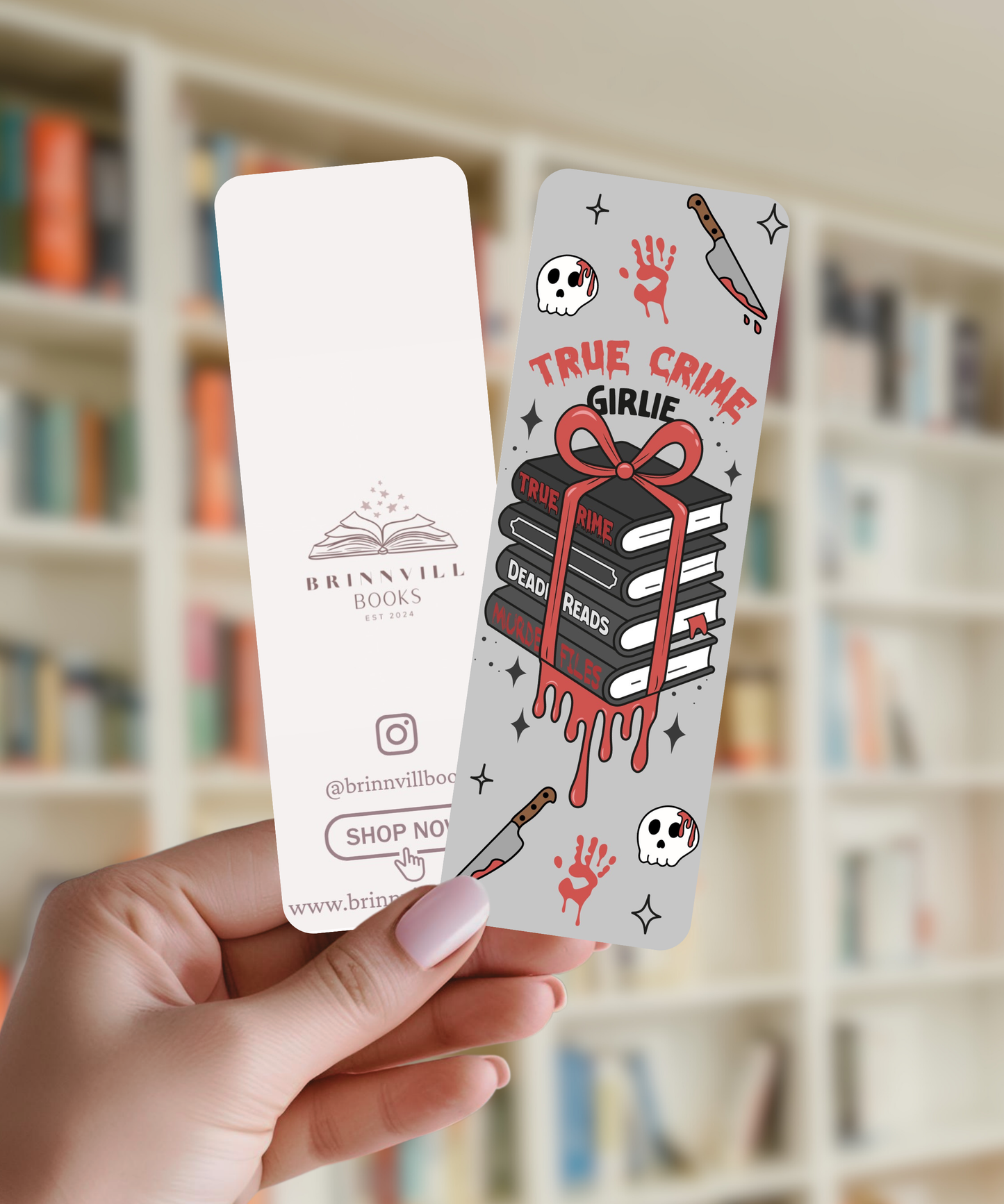True Crime Book stack Bookmark